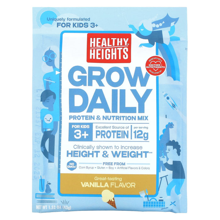 Healthy Heights, Grow Daily, Protein & Nutrition Mix, For Kids 3+, Vanilla, 7 Packets, 1.52 oz (43 g) Each
