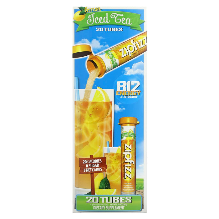 Zipfizz, Iced Tea, Healthy Energy Mix with B12, Lemon, 20 Tubes, 0.39 oz, (11 g) each