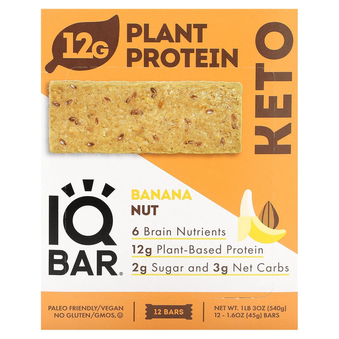 IQBAR, Plant Protein Bar, Lemon Blueberry, 12 Bars, 1.6 oz (45 g) Each