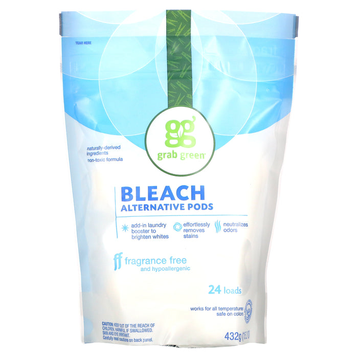 Grab Green, Bleach Alternative Pods, Fragrance Free, 60 Loads, 2 lbs 6 oz (1080 g)
