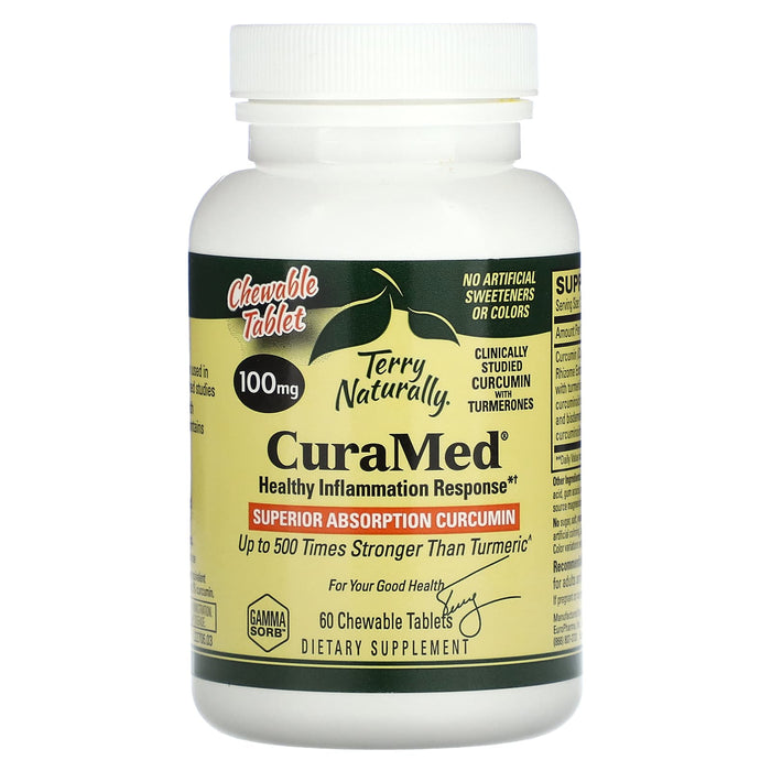 Terry Naturally, CuraMed, Superior Absorption Curcumin, 100 mg, 60 Chewable Tablets