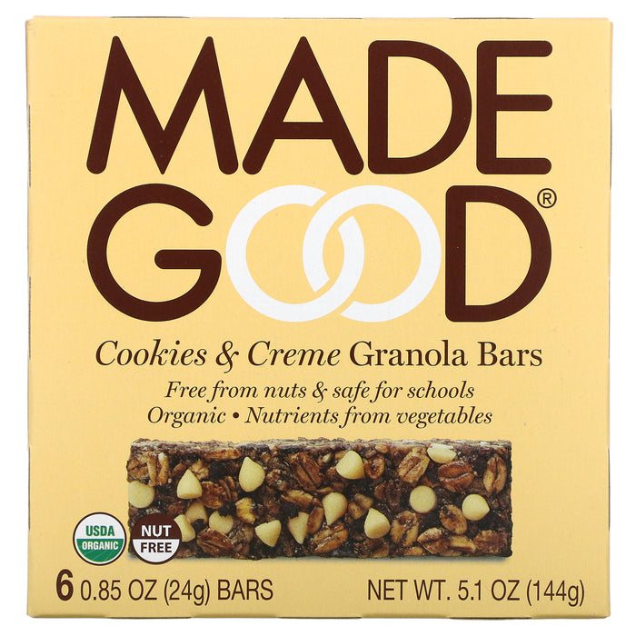 MadeGood, Granola Bars, Chocolate Chip, 6 Bars, 0.85 oz (24 g) Each