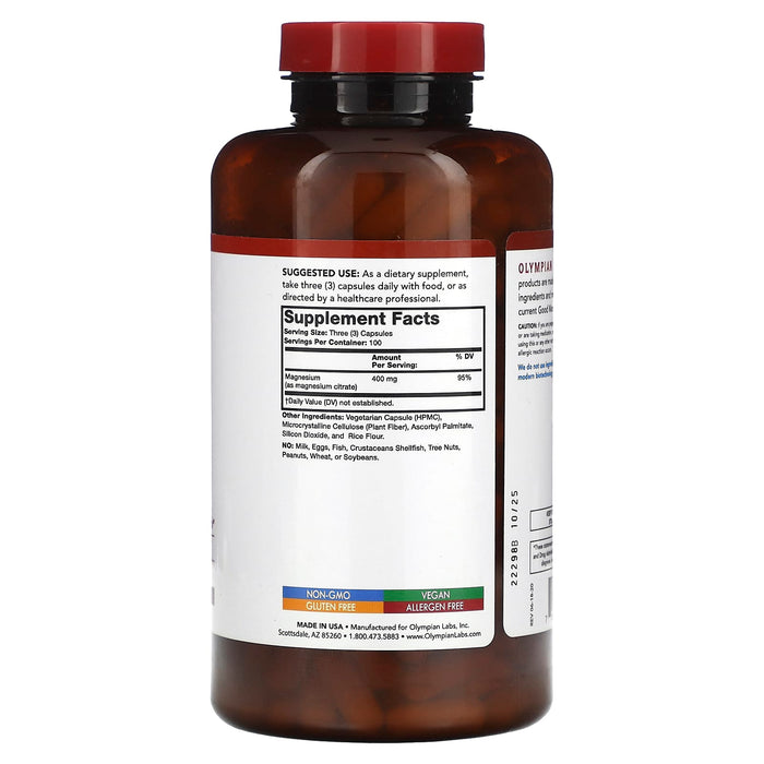 Olympian Labs, Magnesium Citrate, 133.33 mg, 300 Vegetarian Capsules