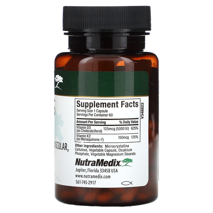 NutraMedix, Vitamin D3 & K2, 60 Vegetable Capsules