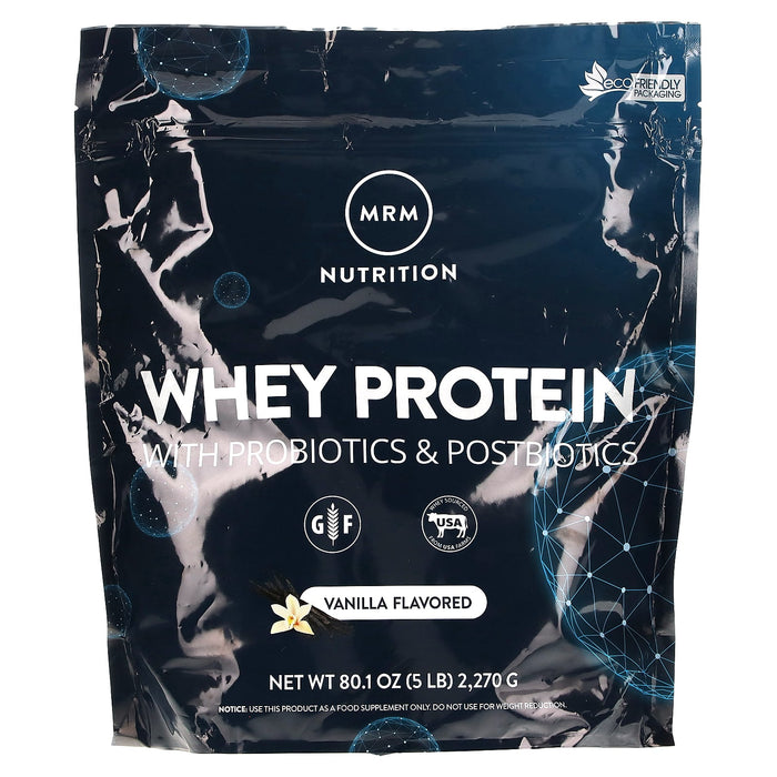 MRM Nutrition, Whey Protein with Probiotics & Postbiotics, Vanilla, 80.1 oz (2,270 g)