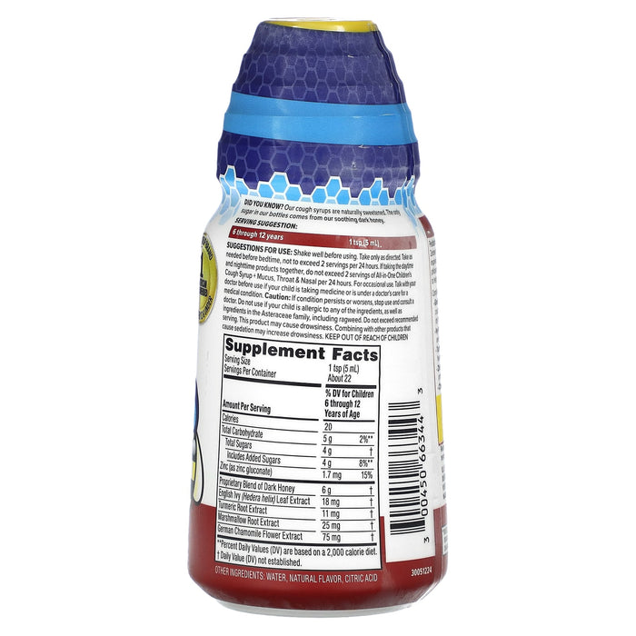 Zarbee's, All-In-One Children's Nighttime, Cough Syrup + Mucus, Throat & Nasal, 6-12 Years, Natural Grape, 4 fl oz (118 ml)