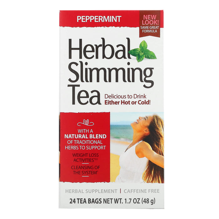 21st Century, Herbal Slimming Tea, Peppermint, Caffeine Free, 24 Tea Bags, 1.7 oz (48 g)