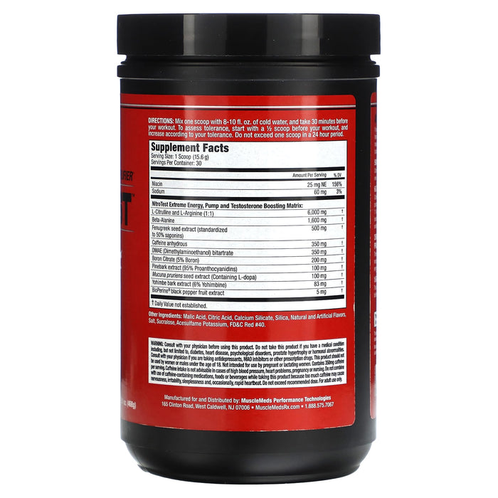 MuscleMeds, Nitrotest, Androgenic Pre-Workout Amplifier, Watermelon, 16.51 oz (468 g)