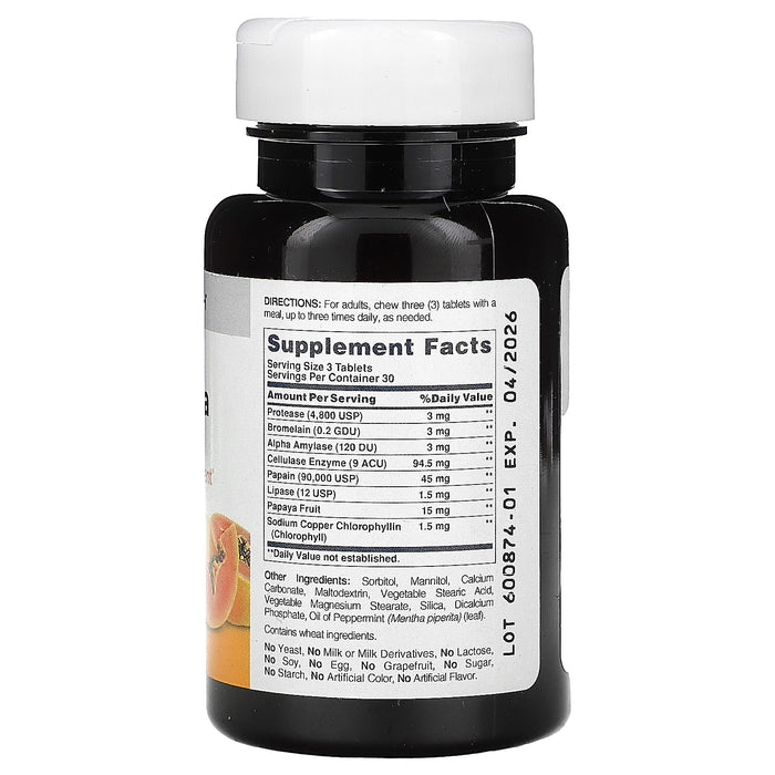 American Health, Super Papaya Enzyme Plus, 90 Tablets