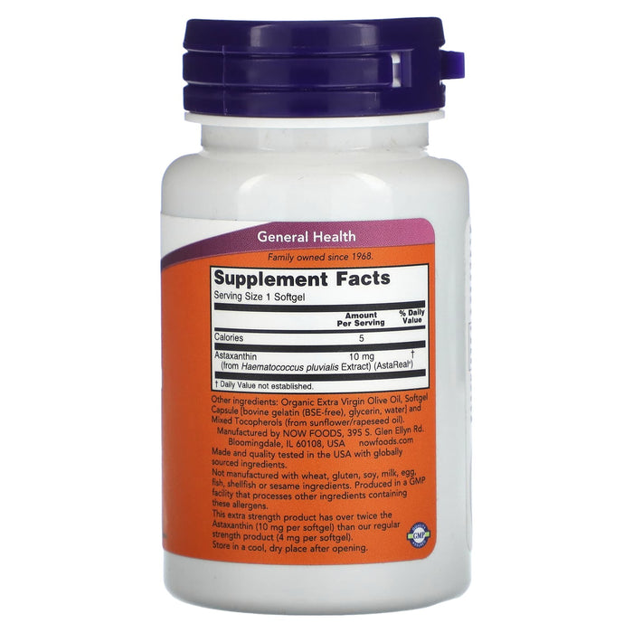 NOW Foods, Extra Strength Astaxanthin, 10 mg, 30 Softgels