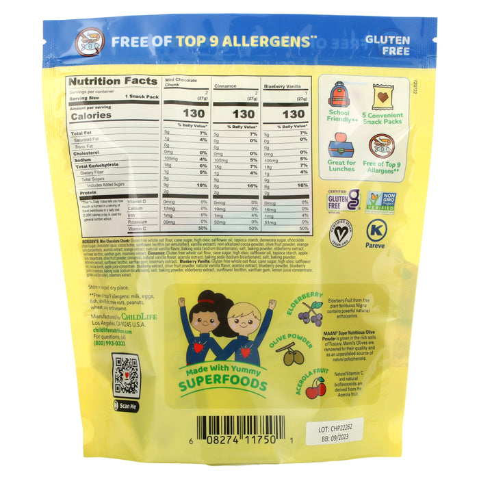 ChildLife Essentials, Super Child Vita-Cookies, Assorted, 5 Snack Packs, 0.95 oz (27 g) Each