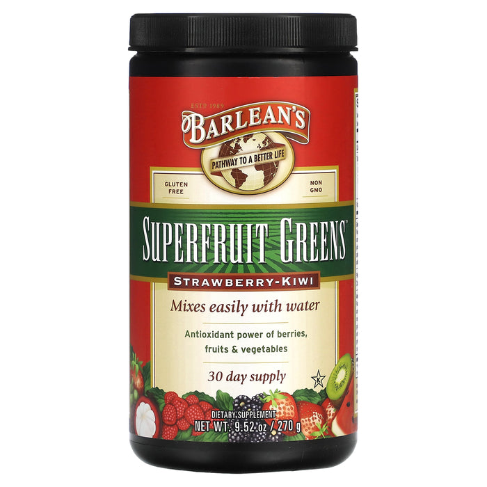 Barlean's, Superfruit Greens, Strawberry-Kiwi, 9.52 oz (270 g)