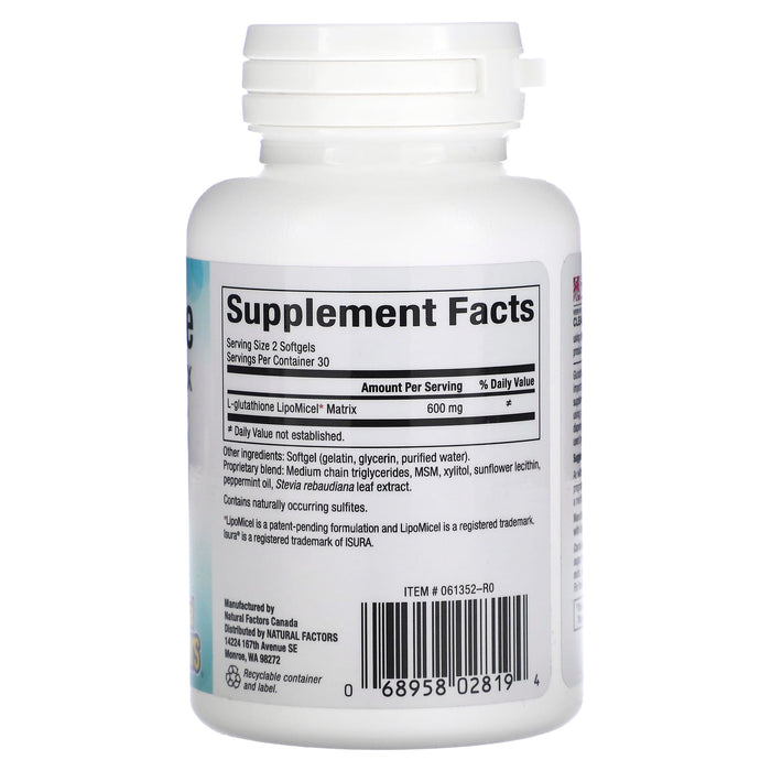 Natural Factors, Glutathione LipoMicel Matrix, 300 mg, 90 Softgels