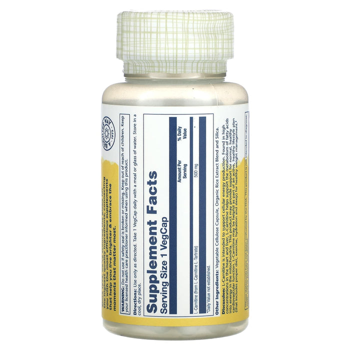 Solaray, L-Carnitine, 500 mg, 30 VegCaps