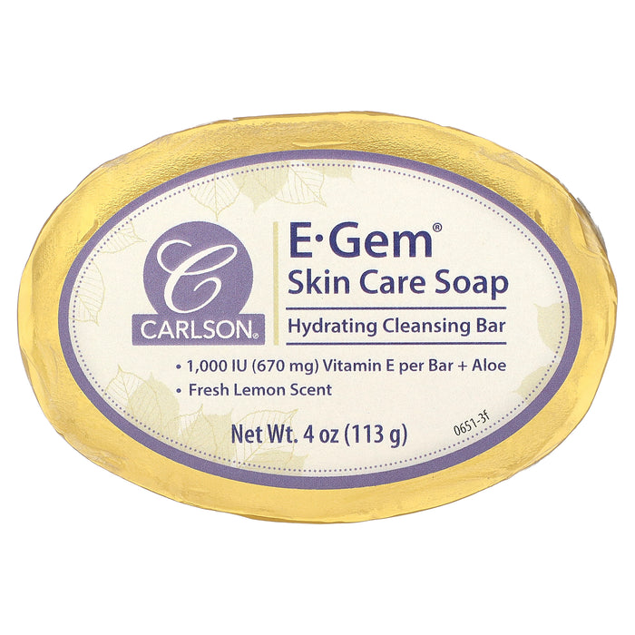 Carlson, E-Gem, Skin Care Bar Soap, Fresh Lemon, 4 oz (113 g)