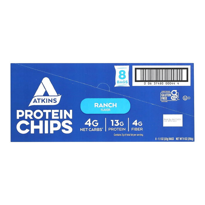 Atkins, Protein Chips, Ranch, 8 Bags, 1.1 oz (32 g) Each