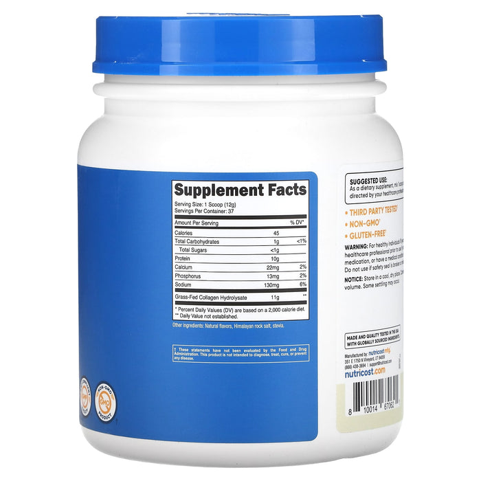 Nutricost, Collagen Hydrolysate, Vanilla, 16 oz (454 g)