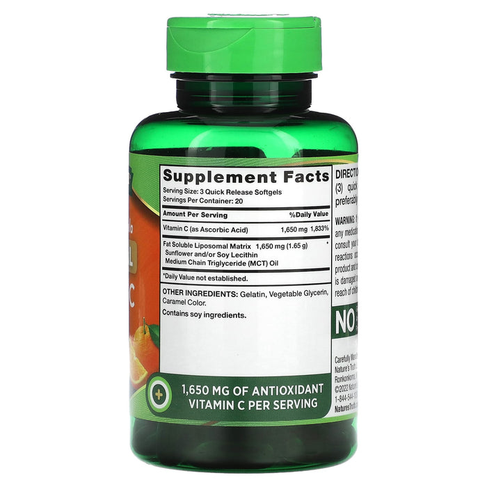 Nature's Truth, Liposomal Vitamin C, Advanced Formula, 550 mg, 60 Quick Release Softgels