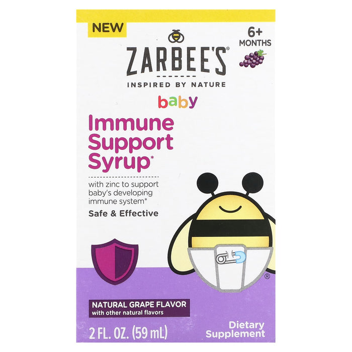 Zarbee's, Baby Immune Support Syrup, 6+ Months, Grape, 2 fl oz (59 ml)