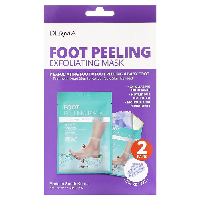 Dermal, Foot Peeling Exfoliating Mask, 2 Pairs