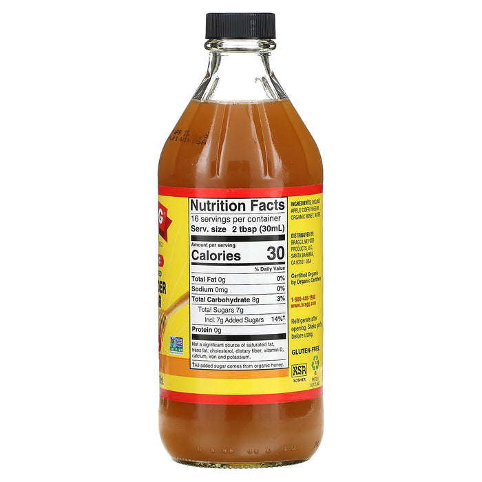 Bragg, Organic Raw-Unfiltered Apple Cider Vinegar, Honey, 16 fl oz (473 ml)