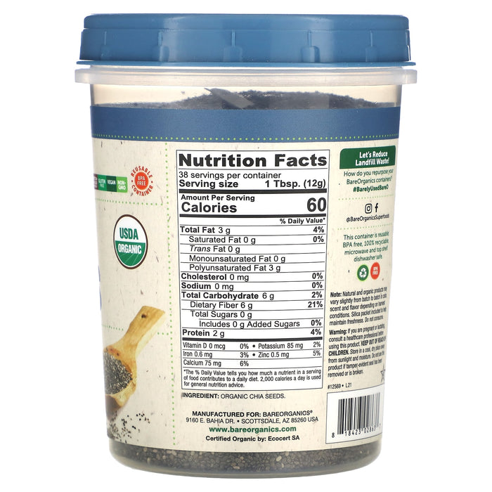 BareOrganics, Organic Chia Seeds, 16 oz (454 g)