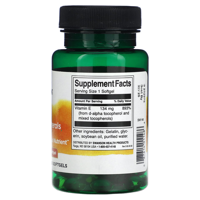 Swanson, Vitamin E Mixed Tocopherols, 1,200 IU (34 mg), 250 Softgels