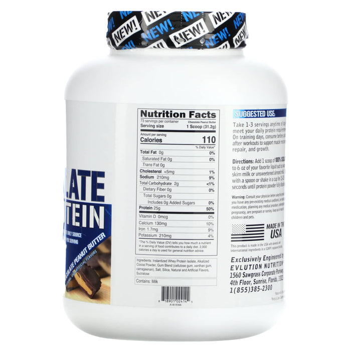 EVLution Nutrition, 100% Isolate Protein, Chocolate Peanut Butter, 5 lb (2.268 kg)