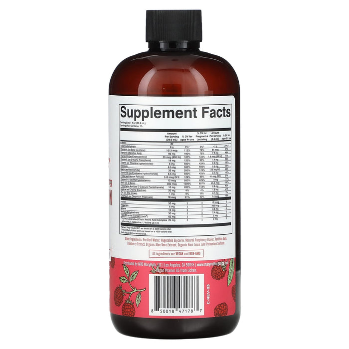 MaryRuth Organics, Liquid Morning Multivitamin, Raspberry, 15.22 fl oz (450 ml)