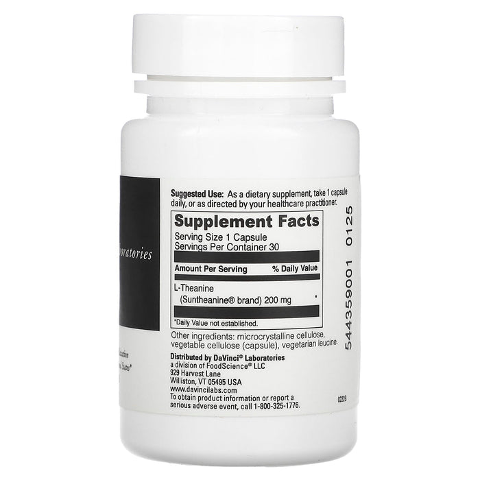 DaVinci Laboratories of Vermont, L-Theanine , 200 mg , 60 Capsules