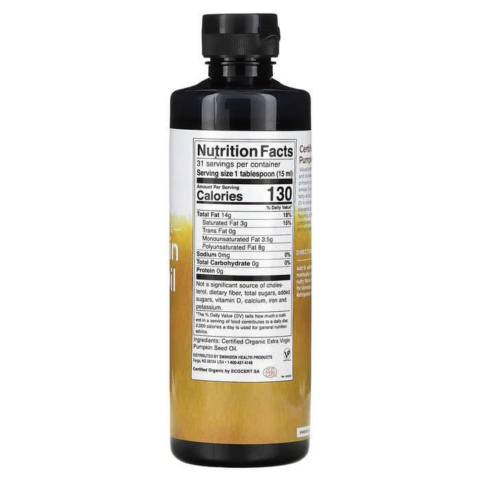 Swanson, Certified Organic Pumpkin Seed Oil, 16 fl oz (473 ml)