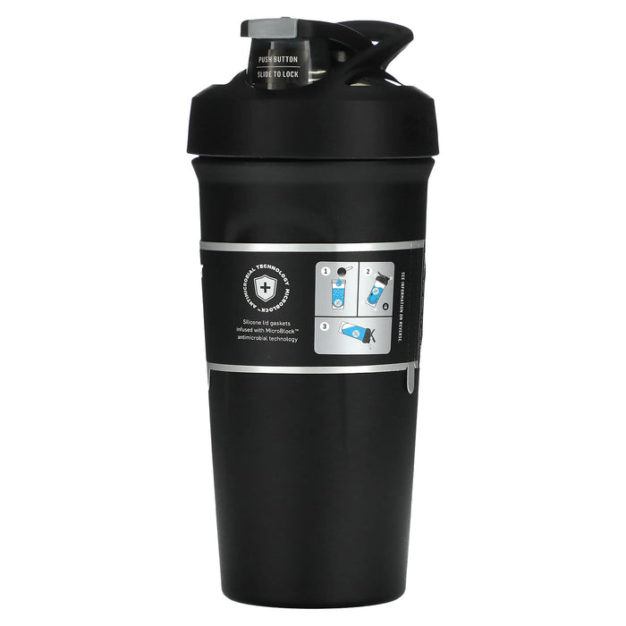 Blender Bottle, Strada, Insulated Stainless Steel, Black, 24 oz (710 ml)