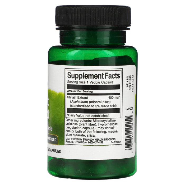 Swanson, Shilajit Extract, Standardized, 400 mg, 60 Veggie Capsules