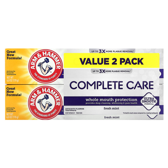 Arm & Hammer, Complete Care, Anticavity Fluoride Toothpaste, Fresh Mint, Twin Pack, 6 oz (170 g) Each