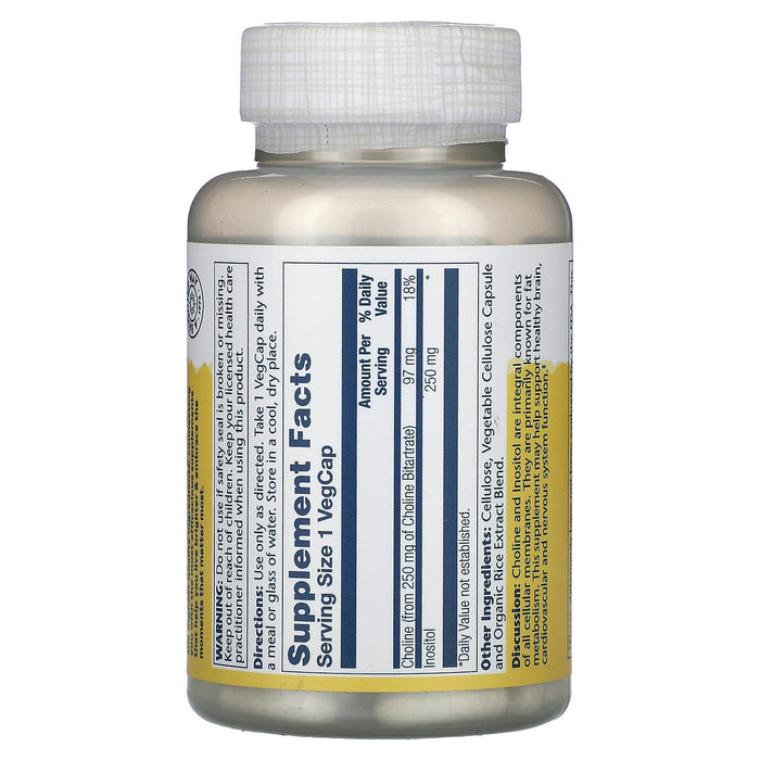 Solaray, Choline & Inositol, 250 mg, 100 VegCaps