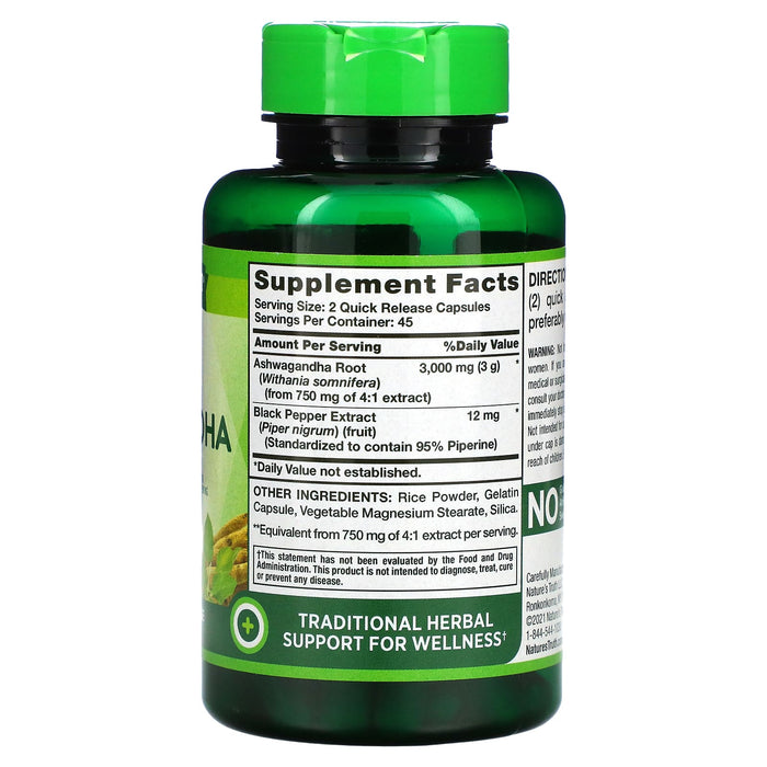 Nature's Truth, Extra Strength Ashwagandha, 1,500 mg, 90 Quick Release Capsules