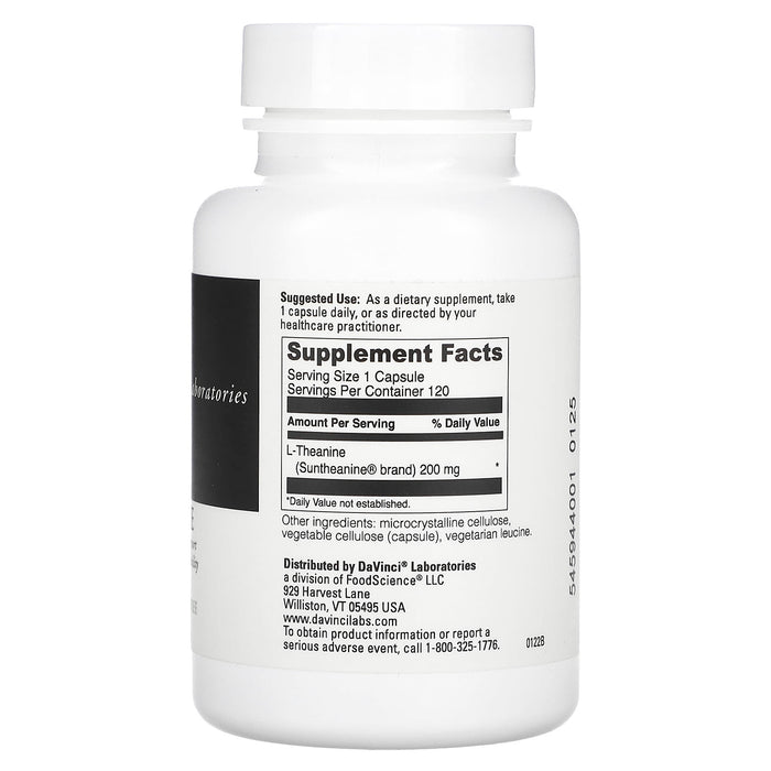 DaVinci Laboratories of Vermont, L-Theanine, 200 mg, 120 Capsules
