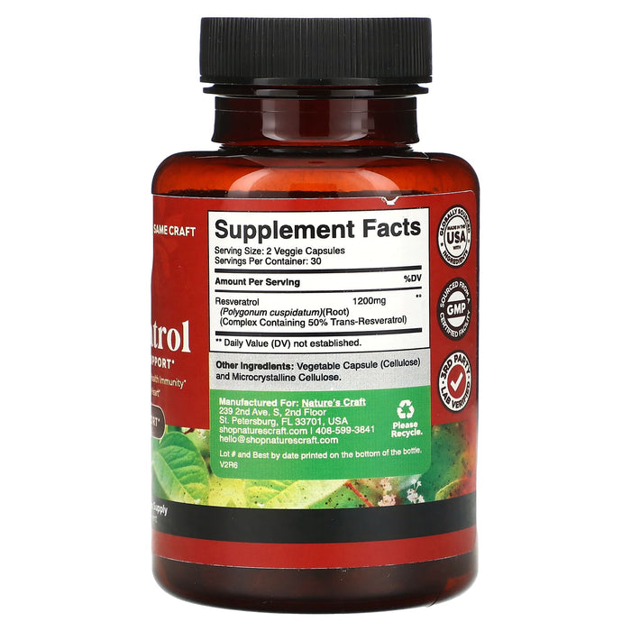 Nature's Craft, Resveratrol, Antioxidant Support, 60 Capsules