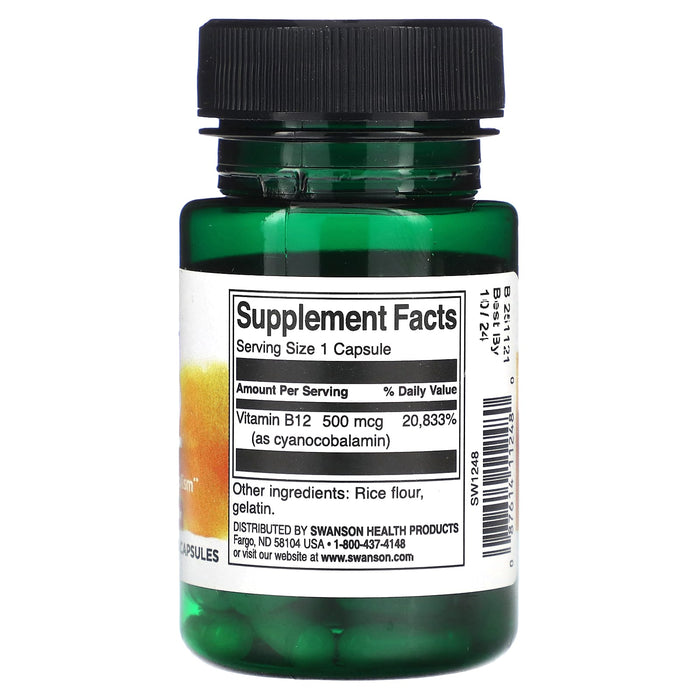 Swanson, Vitamin B12, 500 mcg, 30 Capsules