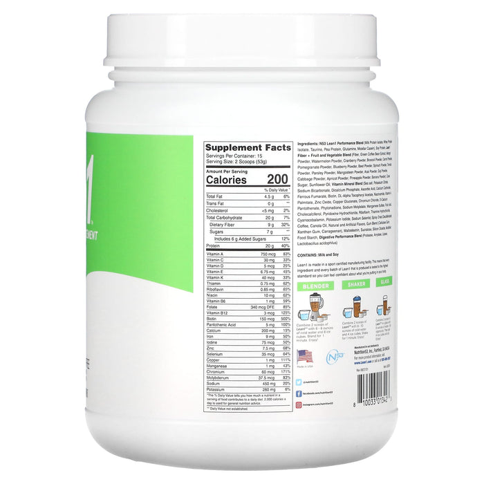 Lean1, Original, Fat Burning Meal Replacement Protein Shake, Cafe Latte, 1.75 lbs (795 g)