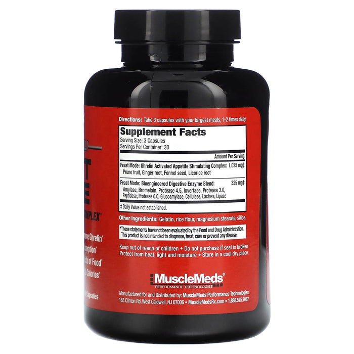 MuscleMeds, Feast Mode, Appetite Stimulating Complex, 90 Capsules