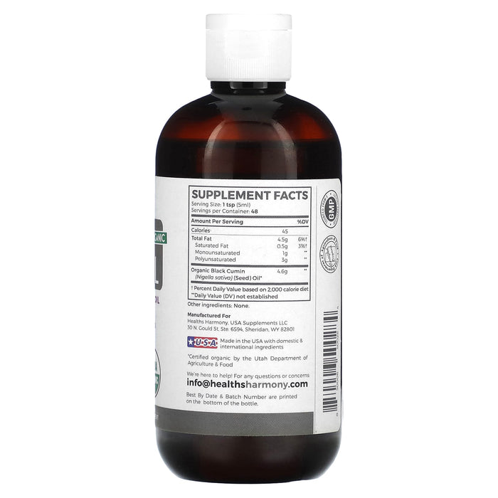 Healths Harmony, Organic Black Seed Oil, 8 fl oz (240 ml)