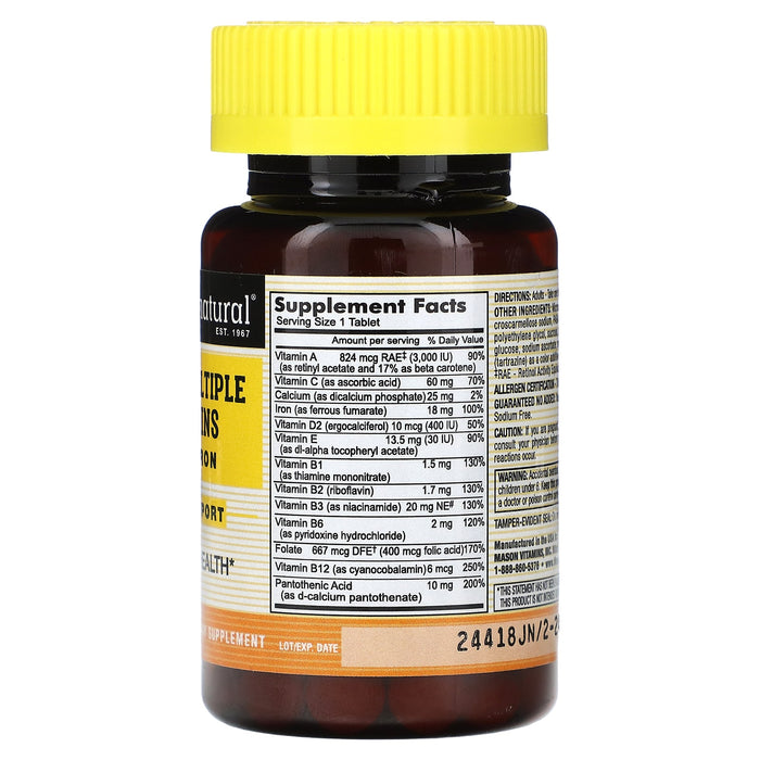 Mason Natural, Daily Multiple Vitamins With Iron, 100 Tablets