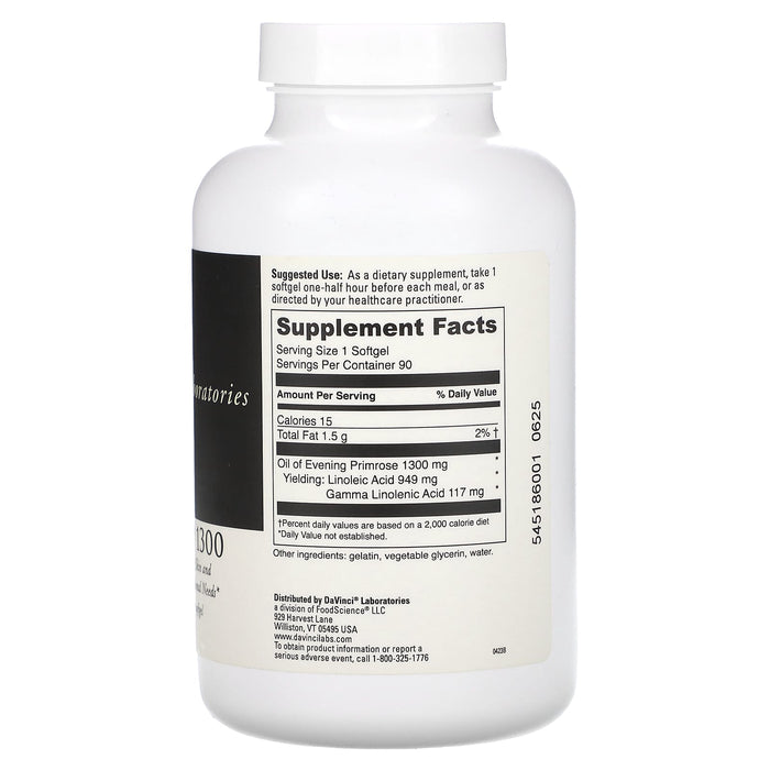 DaVinci Laboratories of Vermont, Gamma-Lin 1300, 1,300 mg, 90 Softgel