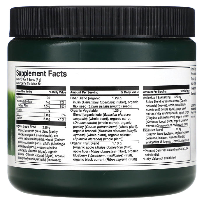 Swanson, Fermented Alkalizing Greens Drink Mix With Probiotics, 7.4 oz (210 g)
