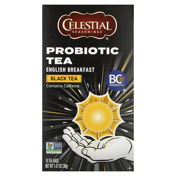 Celestial Seasonings, Probiotic Black Tea, English Breakfast, 16 Tea Bags 1.07 oz (30 g)