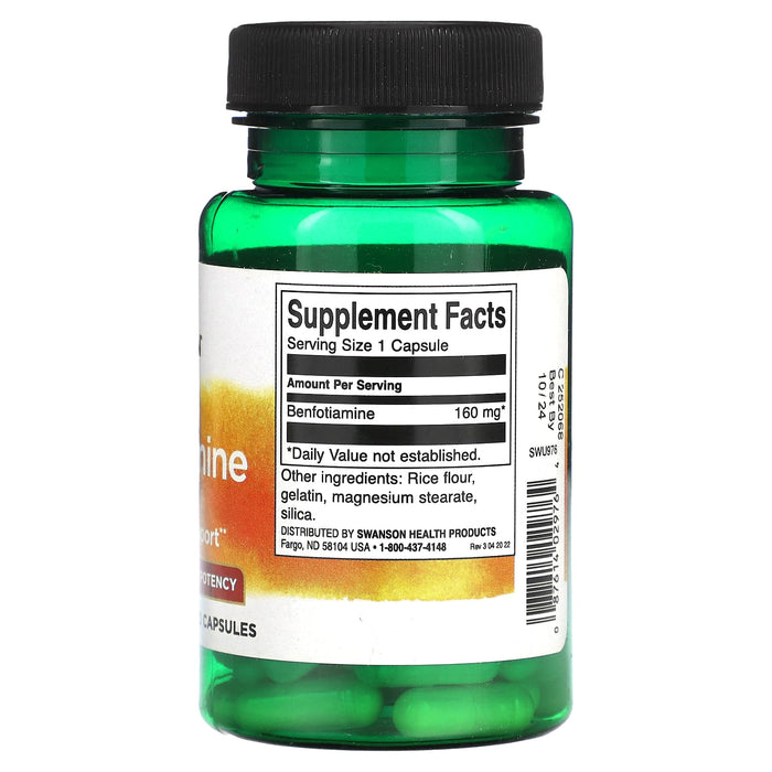 Swanson, Benfotiamine, High Potency, 160 mg, 60 Capsules