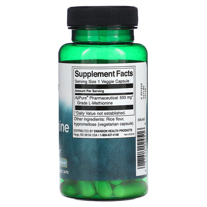 Swanson, L-Methionine, Featuring AjiPure, 500 mg, 60 Veggie Caps