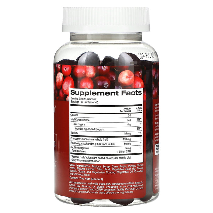 California Gold Nutrition, Cranberry & Probiotic Gummies, Natural Cranberry Flavor, 90 Vegetarian Gummies