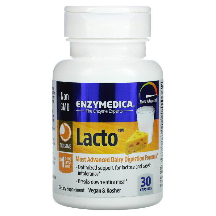 Enzymedica, Lacto, Most Advanced Dairy Digestion Formula, 90 Capsules